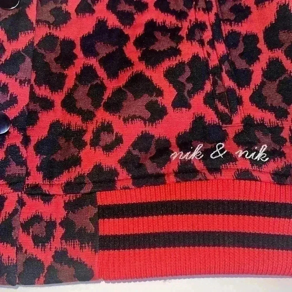 Nik & Nik Girl’s Red Leopard Jacket - Picture 3 of 12